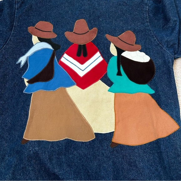 Vintage Lou Sehestedt Long Denim Southwest Mexico Jacket Size Medium Art to Wear - Picture 12 of 16